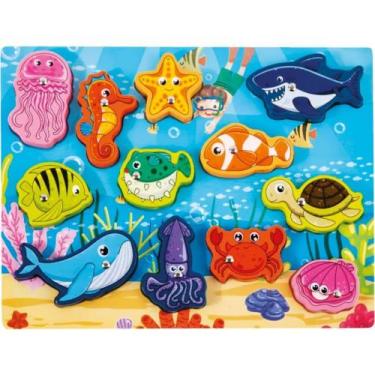 Imagem de Brinquedo Educativo Encaixe 3X1 Pescaria Fundo do MAR com Lousa - Toy 