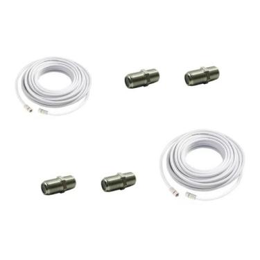 Imagem de Kit 2 Cabos RG6 C/ 10Mts MONTADO c/4 Emendas F - PREMIUM - New Line Ca
