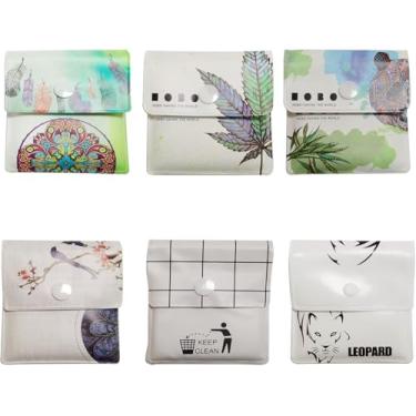 Imagem de FVFVAHO Pacote com 6 bolsas de cinzeiro portátil de bolso, PVC à prova de fogo, reutilizável, ecológico, recipiente para cigarro ao ar livre, mini bolsas de cinzeiro simples para uso na praia ou em