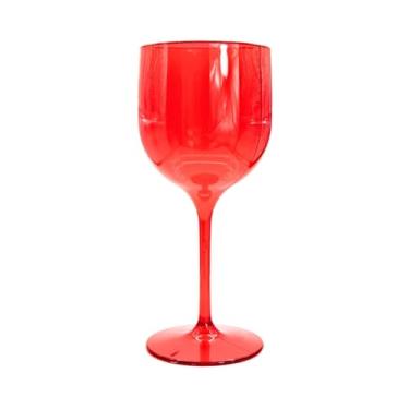 Imagem de Kit 4 TaçAs De Vinho De AcríLico Cristal 260ml Drink(Vermelho)