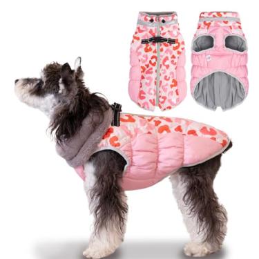 Imagem de Casaco de inverno impermeável para cães com arnês, jaqueta refletiva quente para cães com zíper para clima frio, roupa de neve para cães pequenos, médios e grandes YRFN06S