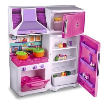 Imagem de Cozinha Infantil Completa com Fogão, Geladeira, Freezer e Acessórios – Rosa