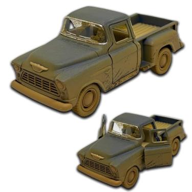 Imagem de Miniatura de carro Chevrolet Stepside 1955 em Metal, com fricção, pneus em borracha, abertura de portas laterais, 12 CM, 1/32, Resistente a quedas (Azul lameado)