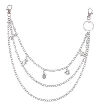 Imagem de Boneco de neve de Natal, meia de alce, floco de neve, calças de ganga, corrente para homens e mulheres, cinto prateado, carteira, chaveiros, em camadas, hip hop, bolso, corrente na cintura, moda punk