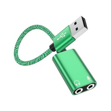 Imagem de Adaptador USB para conector de 3,5 mm com divisor de microfone, placa de som estéreo externa DAC para PC, laptop, PS5, Xbox, Switch, Mac, Windows, USB para cabo Y auxiliar duplo para fone de ouvido de