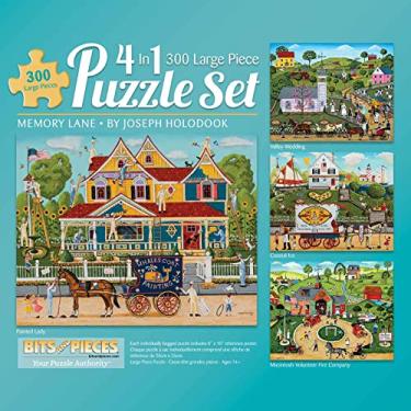 Imagem de Bits and Pieces - 4-in-1 Multi-Pack 300 Piece Jigsaw Puzzles for Adults - Memory Lane 300 pc Puzzle Set Bundle by Joseph Holodook - Puzzles Measure 16"x20"