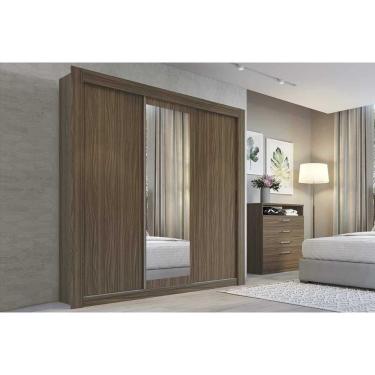 Imagem de Guarda Roupa Casal 3 Portas De Correr C/ Espelho E 2 Gavetas Ph 1681 Nogueira - Herval