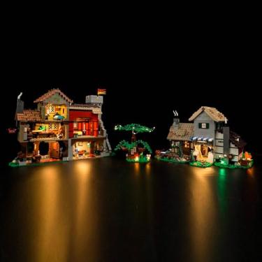 Imagem de LocoLee Kit de luz LED compatível com Lego Medieval Town Square 10332 (sem modelos apenas luz) conjunto de acessórios de iluminação criativa compatível com Lego Town Square 10332 kit de luz (versão