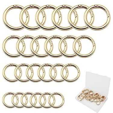 Imagem de Conjunto de 24 peças de anéis de mola em O, mosquetão redondo YDSimple com fivela de encaixe em 4 tamanhos, ganchos de liga de zinco, acessórios faça-você-mesmo para coleiras, chaveiro, bolsa e bolsa (ouro claro)