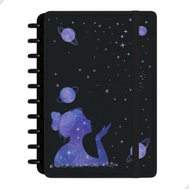 Imagem de Caderno Inteligente 10 Discos B5 | 80 Folhas Pautadas Removíveis, Capas Estampadas Astronômicas e Criativas, Reutilizável, Elástico de Fechamento, Organização Moderna para Estudos e Anotações Premium (Estrela)