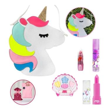 Imagem de Kit Menina Maquiagem Infantil Com Bolsa Unicornio Envio 24H