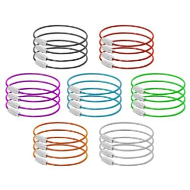 Imagem de DFTOA 28 peças de acessórios para chaveiros de 15 cm - anel de arame de aço inoxidável - anéis de laço de cabo para etiquetas de bagagem - prendedores de etiquetas de identificação - chaveiro de carro
