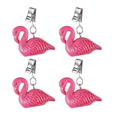 Imagem de Conjunto de 4 clipes de toalha de mesa em forma de flamingo clipes de peso para artesanato (flamingo)