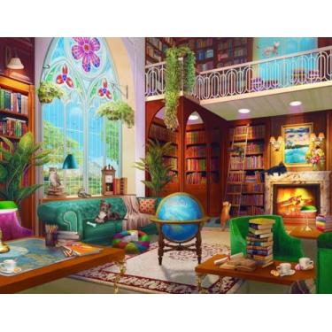 Imagem de Springbok Quebra-Cabeça De 500 Peças Da The Library Para Adultos - Cozy Booklovers, Corte Exclusivo E Com Encaixe Perfeito, Tamanho Final 23,5" X 18"