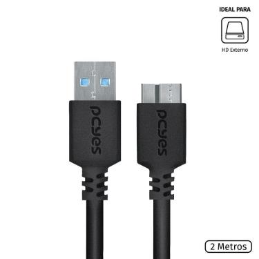 Imagem de Cabo Para Hd Externo Usb A 3.0 Macho Para Micro Usb B 3.0 (10 Pinos) Macho 28Awg Puro Cobre 2 Metros