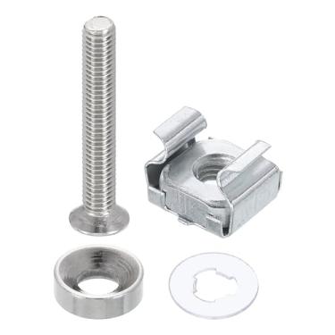 Imagem de PATIKIL M5 x Porca de gaiola de montagem em rack de 35 mm, 50 peças de parafusos de rack de aço carbono porcas quadradas de zinco para montagem de prateleiras de armário de servidor roteadores console