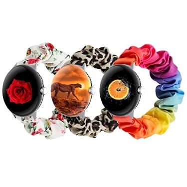 Imagem de GTHY Pulseira Scrunchie compatível com Google Pixel/Pixel 2/Pixel3 de 41 mm, para mulheres e meninas, pulseiras com padrão de tecido elástico, pulseira de relógio de tecido macio, Lagree pequena