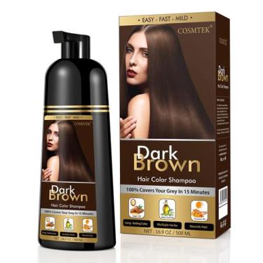 Imagem de Shampoo de tintura de cabelo COSMTEK Dark Brown Permanent 500mL