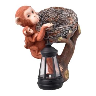 Imagem de Generic Estátua de macaco movida a energia solar, estatueta de macaco, luz decorativa, escultura criativa, ornamento de resina, decoração de jardim para
