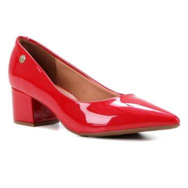 Imagem de Scarpin Vizzano Salto Grosso Bico Fino - Vermelho, 35