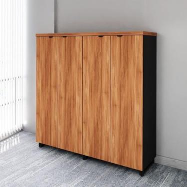 Imagem de Armário Alto Duplo 1,58m para Escritório com 4 Portas de Abrir e Puxad