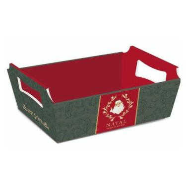 Imagem de Cesta Cartao Noel Vitoriano - Tamanho M 22x15x9 Cromus Natal