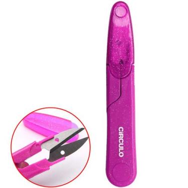 Imagem de Tesoura Arremate Tecelão Pic Costura Brilho Glitter Rosa - Circulo