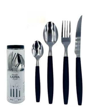 Imagem de Kit 16 Peças Jogo De Talheres De Mesa Preto