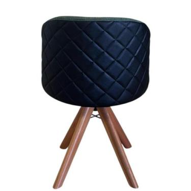 Imagem de kIT 02 Cadeiras Giratórias Madeira Maciça Cor Castanho com Assento Est