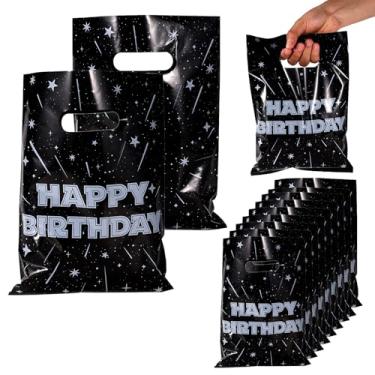 Imagem de 50 Saquinhos para Lembrancinhas de Festa Galaxy Star, Tema de Desenho Animado Espacial Presente Aniversário com Alças Doces Biscoitos e Salgadinhos Ideais para Festas Natal e Halloween (Preto)