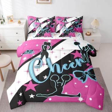 Imagem de meiyoeat Conjunto de edredom de líder de torcida com lençol solteiro para crianças, líder de torcida, 7 peças, para meninos, meninas, adolescentes, cama de torcida em uma bolsa, roupa de cama botânica