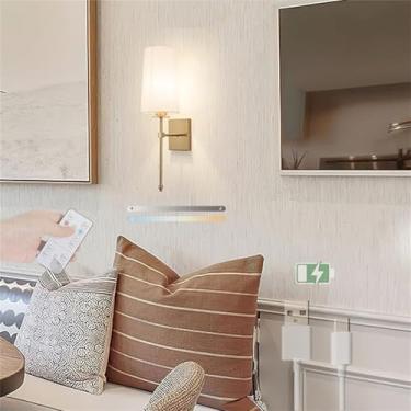 Imagem de Luminária de parede interna E27 com controle remoto, arandelas de parede, luz de parede LED recarregável por USB, com 3 temperaturas de cor, iluminação de parede sem fio regulável, abajur de