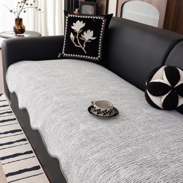 Imagem de MEETSKY Capa de sofá antiderrapante para sofá com 2 almofadas, compatível com animais de estimação, capa de sofá lavável para assentos de amor, tapete de cachorro para sofás, cinza escuro, 91 cm x 160