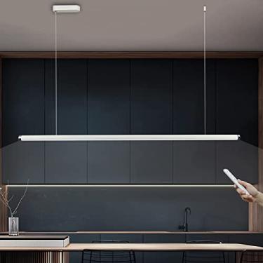 Imagem de Luminária pendente LED Luminária suspensa Mesa de jantar Moderna Minimalista Regulável Design linear Luminária pendente com controle remoto Cozinhas Escritório Bar Sala de jantar Luminária d