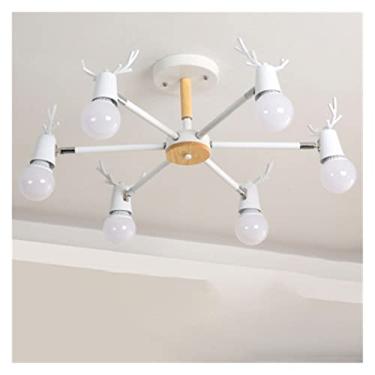 Imagem de Lustres Pingente Macaron Lustre Moderno Contraído Cabeça Sólida Lustre Sala de Estar Quarto Personalidade Criativa Lâmpada de Casa (Cor: Branco)