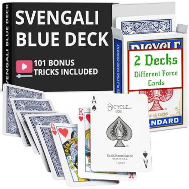 Imagem de Ted's Sterling Magic Standard Bicycle Svengali Decks Trick Kit, Pack of 2 Decks with Different Force Cards (Blue)
