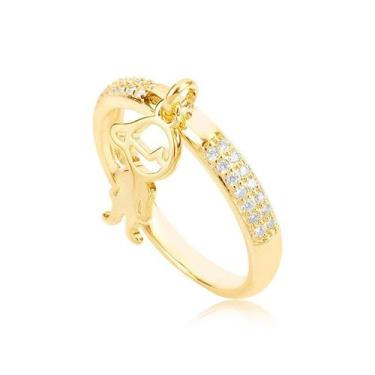 Imagem de Anel Filho Amado Menino com Zircônias Folheado a Ouro 18k - Maise Joia