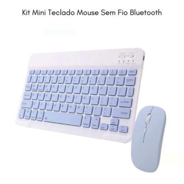 Imagem de Kit Mini Teclado Mouse Sem Fio Bluetooth portátil Celular Tablet Andro