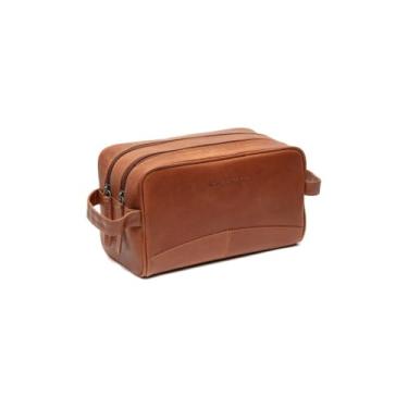 Imagem de Bolsa de higiene pessoal da marca Chesterfield STACEY | Feita de couro | Estojo grande de cosméticos para homens e mulheres para viagens, Marrom, A size larger, Bolsa de higiene pessoal
