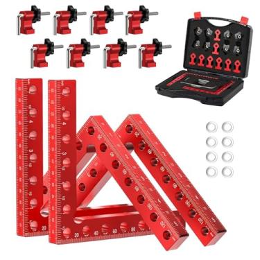 Imagem de Grampo de canto para marcenaria, 5,5" x 5,5" (14 x 14 cm) 90 graus marcenaria liga de alumínio grampos de ângulo reto braçadeira de canto para ferramentas de marcenaria, braçadeira de ângulo reto