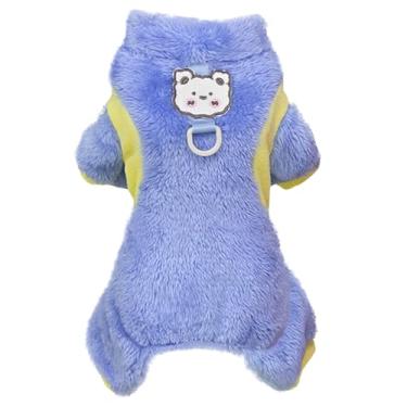 Imagem de Izefia Suéter de cachorro roupas roupas de lã suéter de lã macacão inverno quente moletom 4 pernas pijama colorido bloqueado suéter fofo para cães pequenos gato médio azul XGG