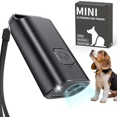 Imagem de Queenmew Dispositivo de controle ultrassônico de latido, dispositivo portátil antilatido, dissuasor de latidos de cães com frequência e luz estroboscópica, recarregável para uso interno e externo