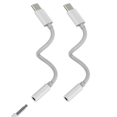 Imagem de Adaptador de fone de ouvido USB-C para 3,5 mm (pacote com 2) conversor de cabo de áudio auxiliar tipo C, fones de ouvido divisor DAC para Apple para iPhone 16/15 Pro Max, para iPad, compatível com