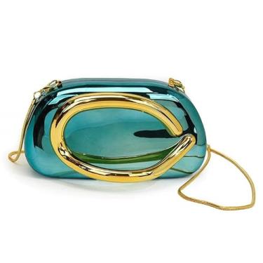 Imagem de Chageempb Bolsa clutch cromada brilhante para mulheres, bolsa de festa à noite, acabamento espelhado, bolsa de mão brilhante para casamento, Verde