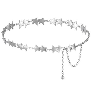 Imagem de ElevateTech Corrente de cintura feminina estrela corrente de prata cinto de metal ocidental para mulheres Y2K acessórios góticos punk correntes de corpo bonito decorativo para jeans vestido meninas