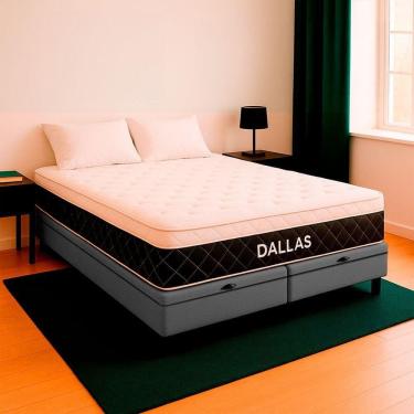 Imagem de Cama Box Baú King Preto E Colchão Dallas Molas Vstore