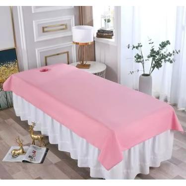 Imagem de Lençol de cama impermeável e à prova de óleo para salão de beleza, massagem SPA, protetor de mesa de cama filmado e amigo da pele para salão de barbearia (ROSA, 220X118 SEM FURO)