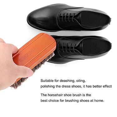 Imagem de ZJchao Escova de Sapato, Escova de Limpeza de Sapato 2 Peças de de Crina de Madeira de para Limpeza de Cavalo Cuidados de Couro Protegendo Ferramenta de Polimento de Lubrificação (Cor mogno médio)