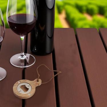Imagem de Generic 1 peça abridor de garrafa magnético gato pata abridor de garrafa acácia-madeira alça redonda ímã madeira marrom escuro 6 x 8,5 x 1,2 cm