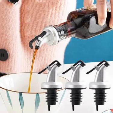 Imagem de 4 peças de pulverizador de azeite de oliva, trava de licor, tampão de garrafa, tampão de fecho, vedação, bico à prova de vazamento, utensílios de cozinha
